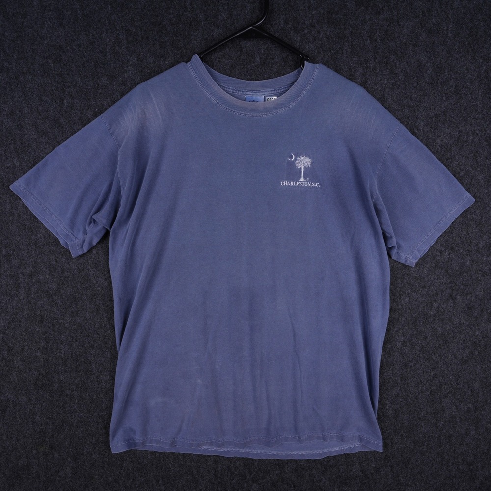 Authentic Pigment Charleston SC T-Shirt Large Blue Good Garment Dyed Cotton